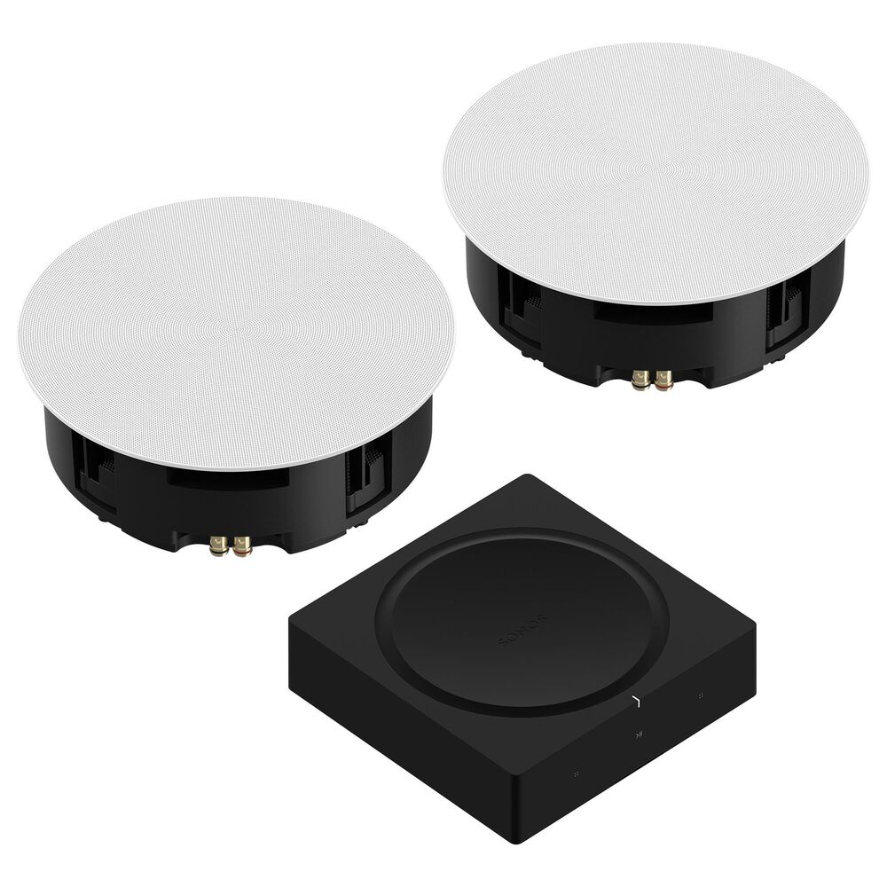 SONOS 3-Piece 8" Amplifier with In-Ceiling Speakers Set in Black and White, , large