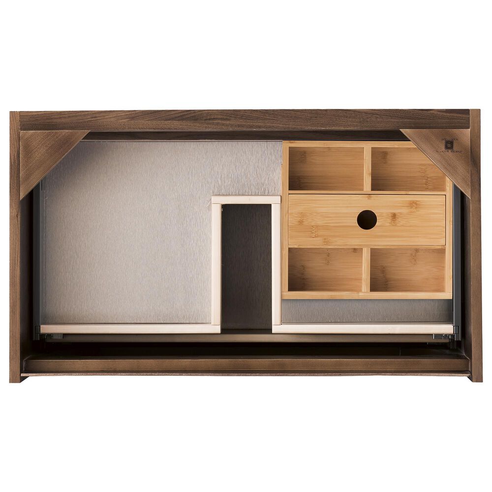 James Martin Vanities Mantova 31.5&quot; Single Vanity in Mid-Century Walnut with 3 cm Glossy White Composite Stone Top and Rectangular Sink, , large