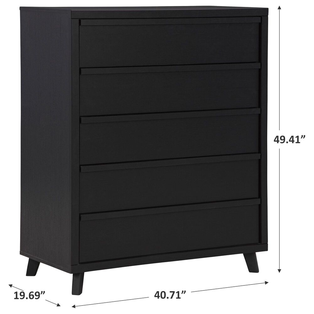 Ashley Danziar 5-Drawer Chest in Matte Black, , large