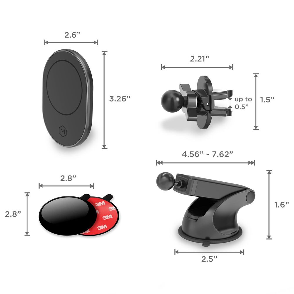 The Mighty Mount MagSafe Magnetic Combo with Vent and Dash Base in Matte Black, , large