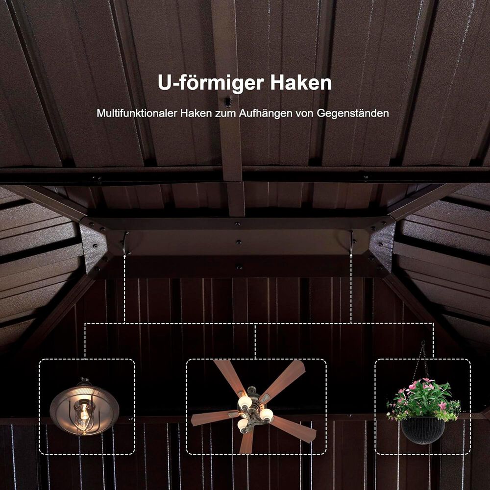 HOMLUX 10' x 14' Hardtop gazebo with double roof in Bronze, , large