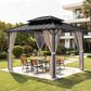 HOMLUX 10" x 12" Patio Hardtop Gazebo with Steel Posts in Khaki, , large