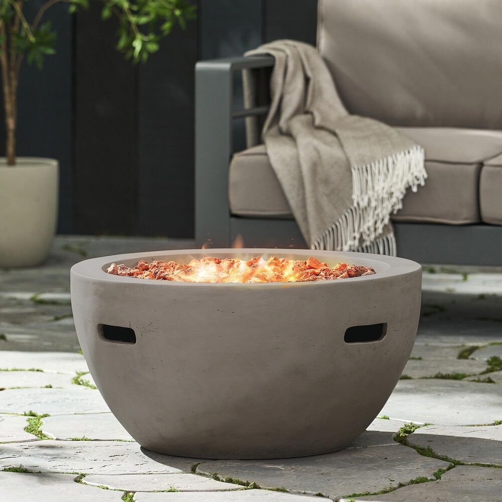 Hearth and Haven Outdoor Bowl-Shaped Propane Fire Pit with 40,000 BTU Output in Light Gray, , large