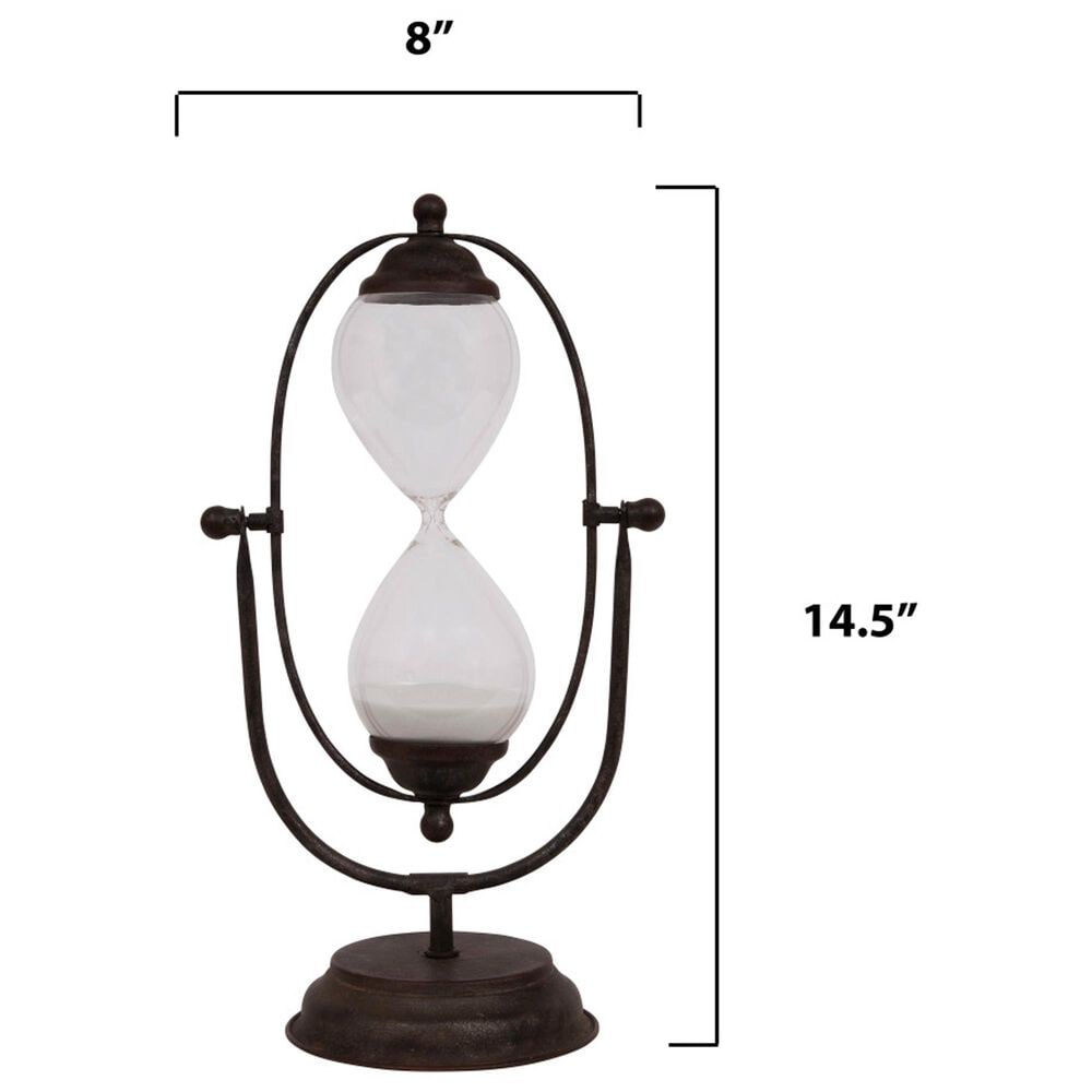 Creative Coop Decorative Metal Hourglass with White Sand in Rust, , large