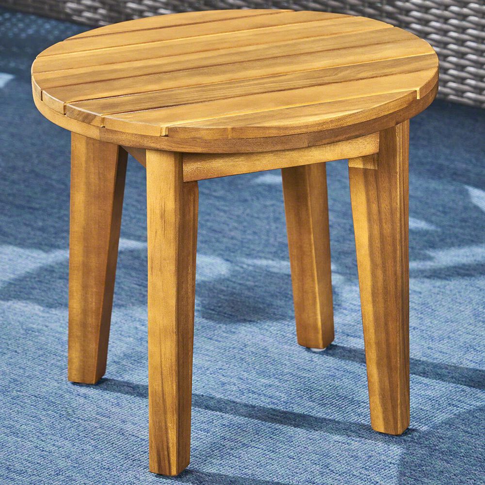 Hearth and Haven Acacia Wood Patio Side Table in Teak, , large