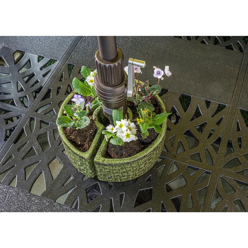 Alfresco Home Cobblestone Umbrella Patio Planter in Island Green &#40;Set of 2&#41;, , large