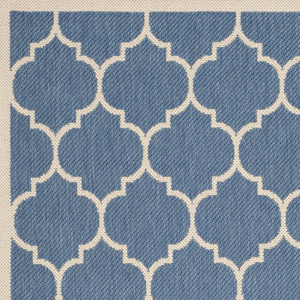 Safavieh Courtyard Indoor/Outdoor CY6914-243-4 4&#39; x 5&#39;7&quot; Blue/Beige Area Rug, , large
