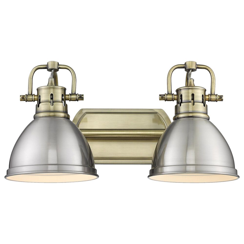 Golden Lighting Duncan 2-Light Bath Vanity in Aged Brass/Pewter, , large