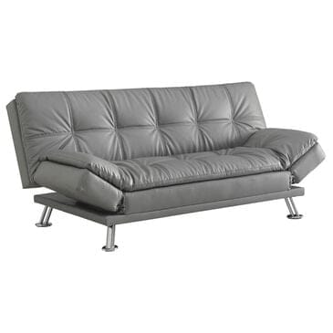 Pacific Landing Dilleston Convertible Sofa with Silver Leg in Dark Grey, , large