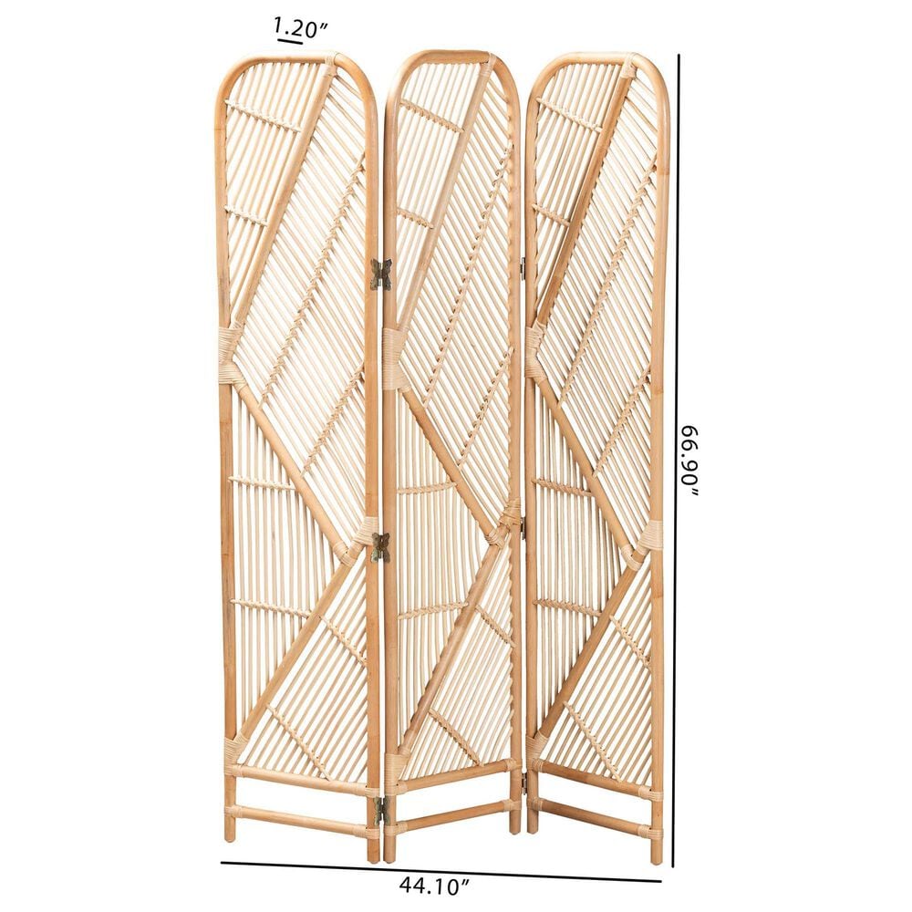 Baxton Studio Firenze Rattan Room Divider in Natural Brown, , large
