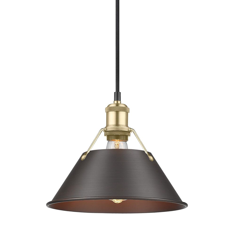 Golden Lighting Orwell 1-Light Medium Pendant with Rubbed Bronze Shade in Brushed Champagne Bronze, , large