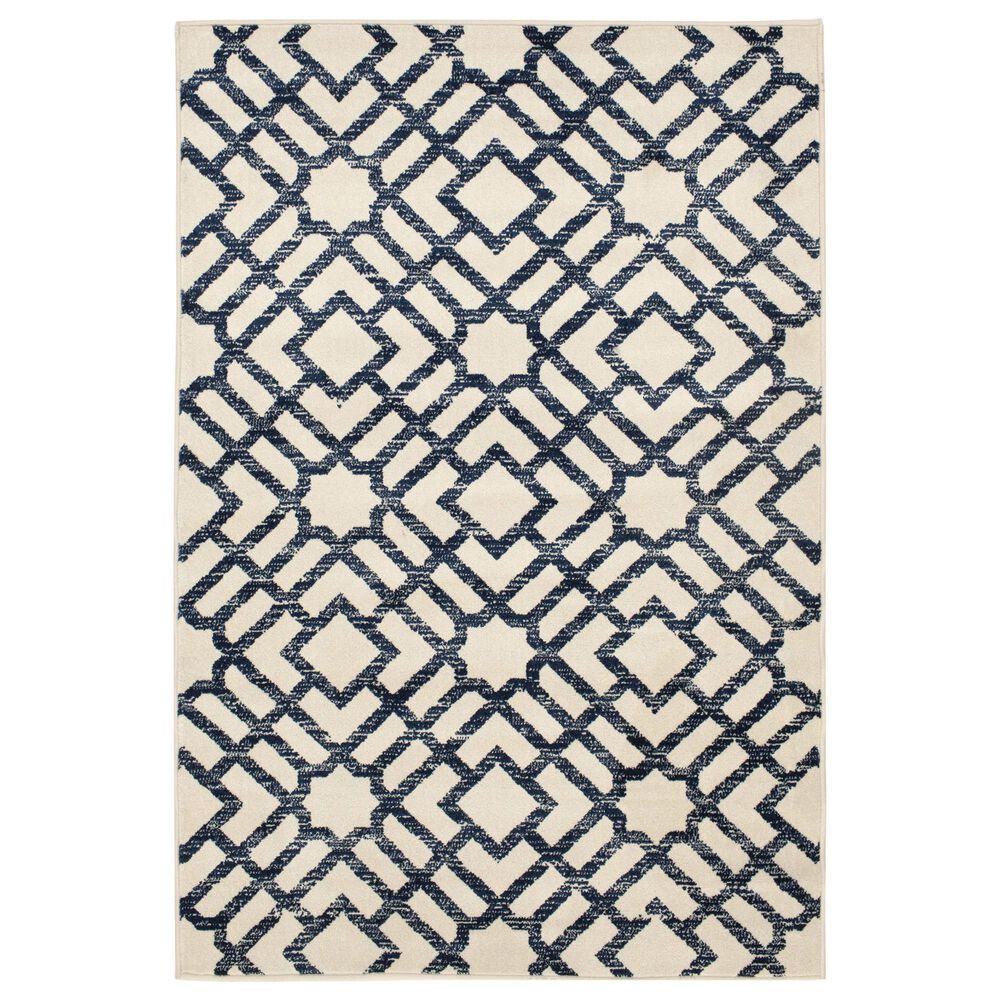 Central Oriental Trisha Yearwood Renew 5" x 7"3" Snow and Sapphire Area Rug, , large