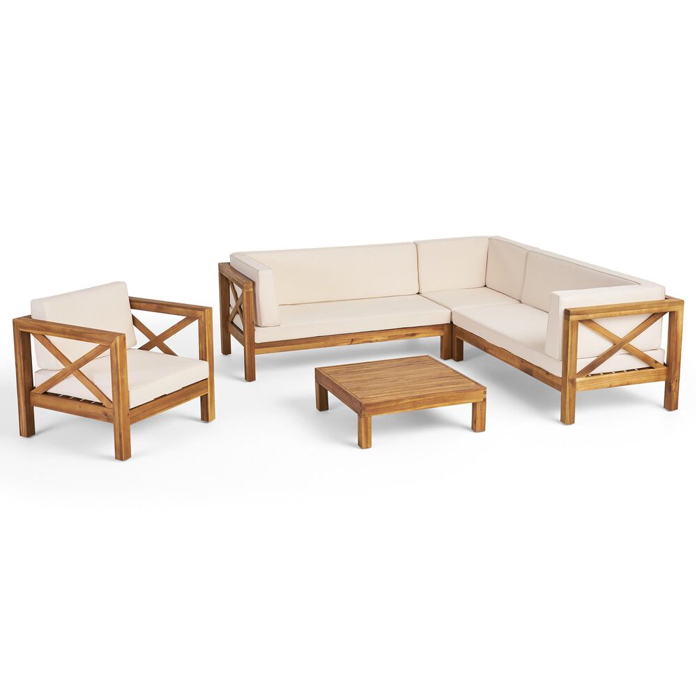 Noble House Brava 5-Piece Conversation Set in Beige, , large