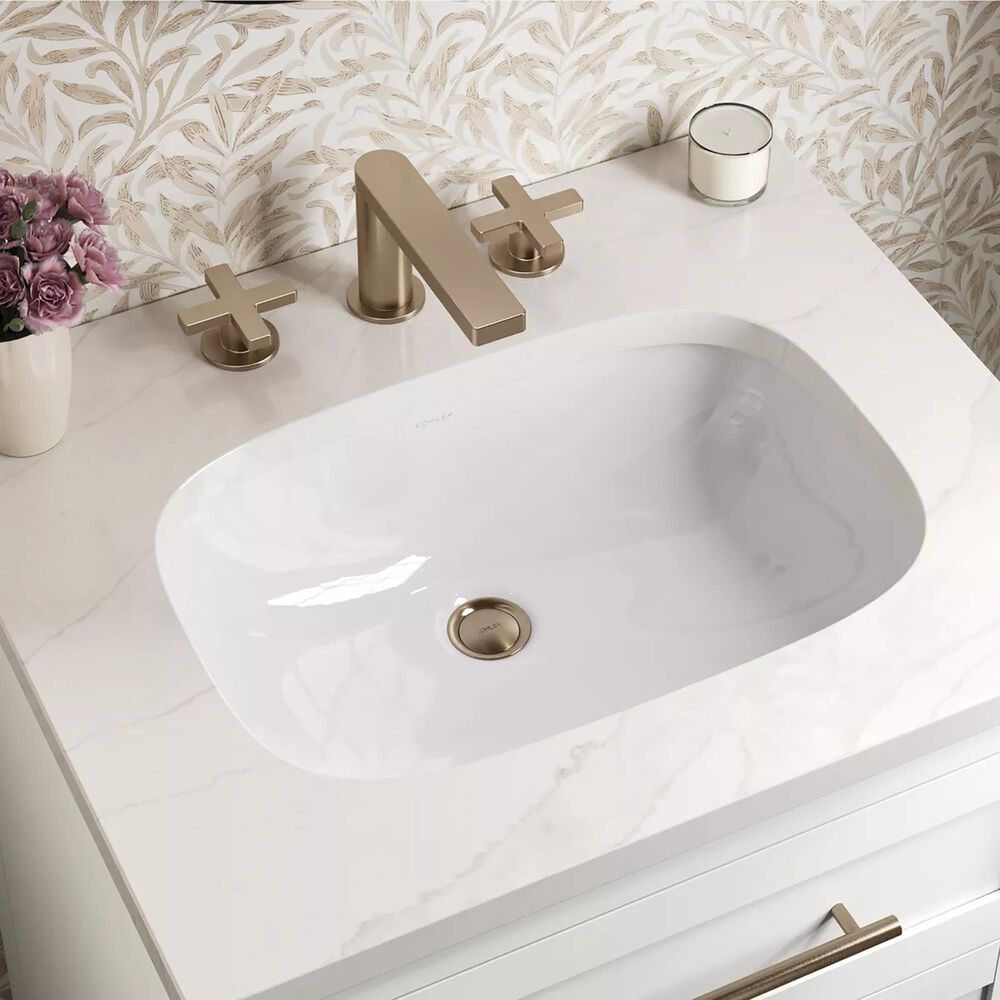 Kohler Hadron 24" Single Bathroom Vanity in White with 3 cm Bianco Bella Quartz Top and Oval Sink, , large