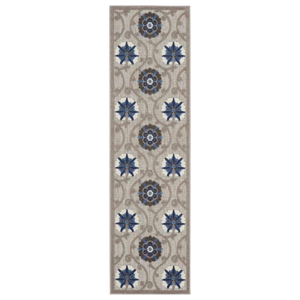 Nourison Aloha 2"3" x 10" Grey and Blue Indoor/Outdoor Runner, , large