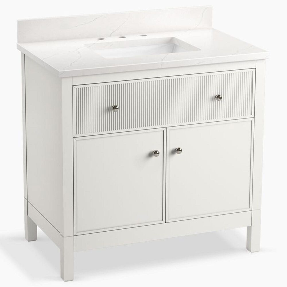 Kohler Malin 36" Single Bathroom Vanity in White with 3 cm White Quartz Top and Rectangular Sink, , large