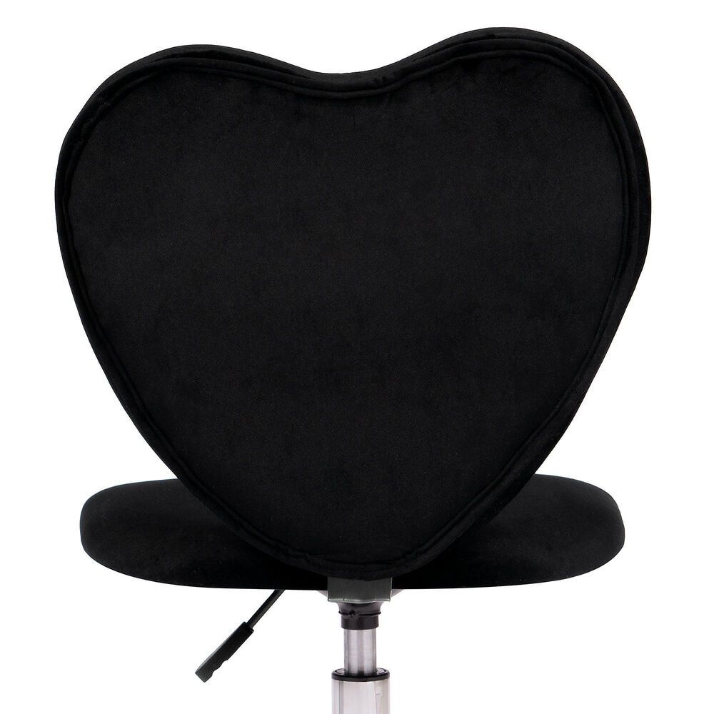 Impressions Vanity Heart Swivel Vanity Chair with Black Cushion in Matte Silver, , large