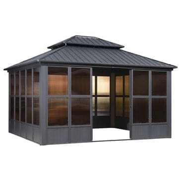 HOMLUX 12" x 14" Outdoor Sunroom Gazebo with Aluminum Frame in Gray, , large