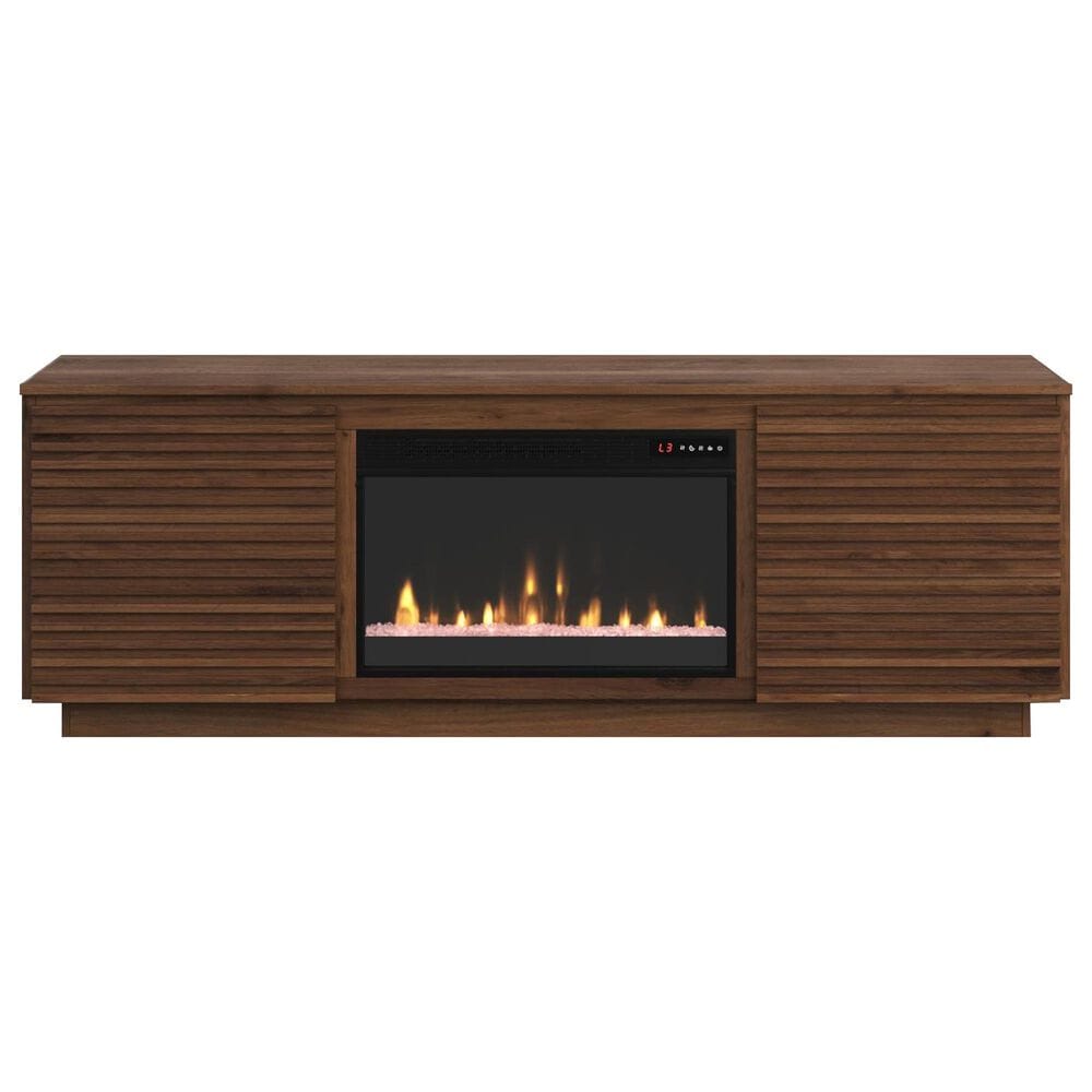 Legends Home Stardust 73" Fireplace Console with Fireplace Insert in Bourbon, , large
