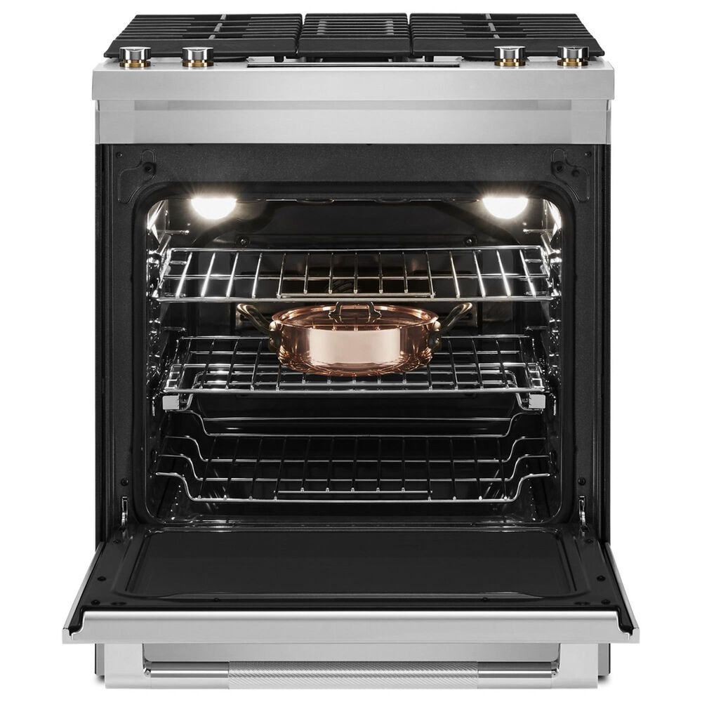 JennAir 6.2 Cu. Ft. Slide-In Dual Fuel Downdraft Range in Stainless Steel and Black, , large