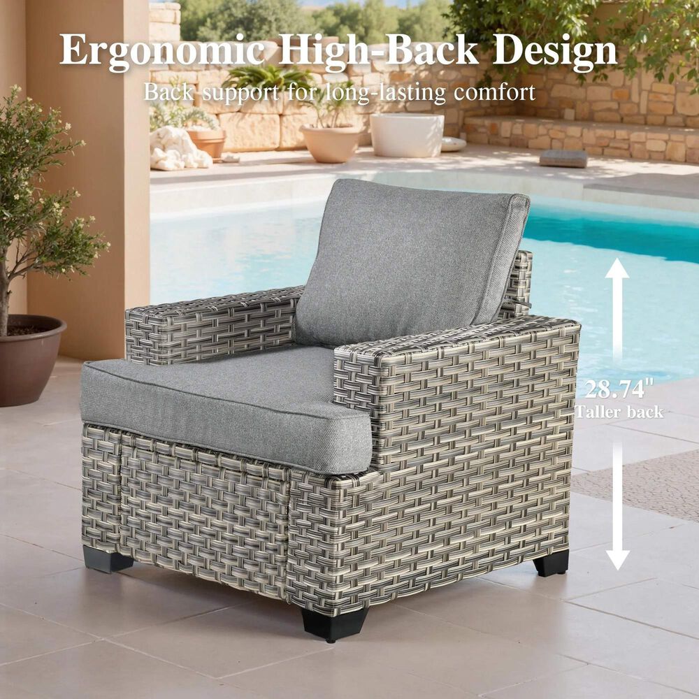 HOMLUX 7-Piece Modular Patio  Conversation Set in Dark Gray, , large