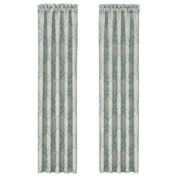 Royal Court Tranquility 84" x 50" Window Panel Pair in Aqua, Cream and Gold, , large