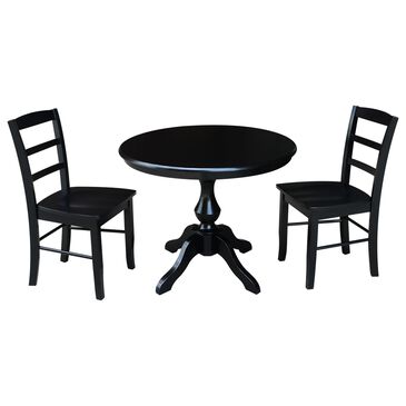 International Concepts Madrid Round 3-Piece Dining Set in Black, , large