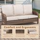 Hearth and Haven Outdoor PE Wicker Sofa with Deep Seat Cushions in Beige, , large