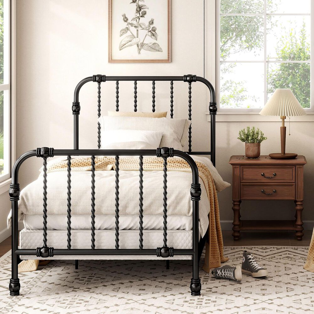 Furniture of America Wren Twin Spindle Kids Bed in Black, , large