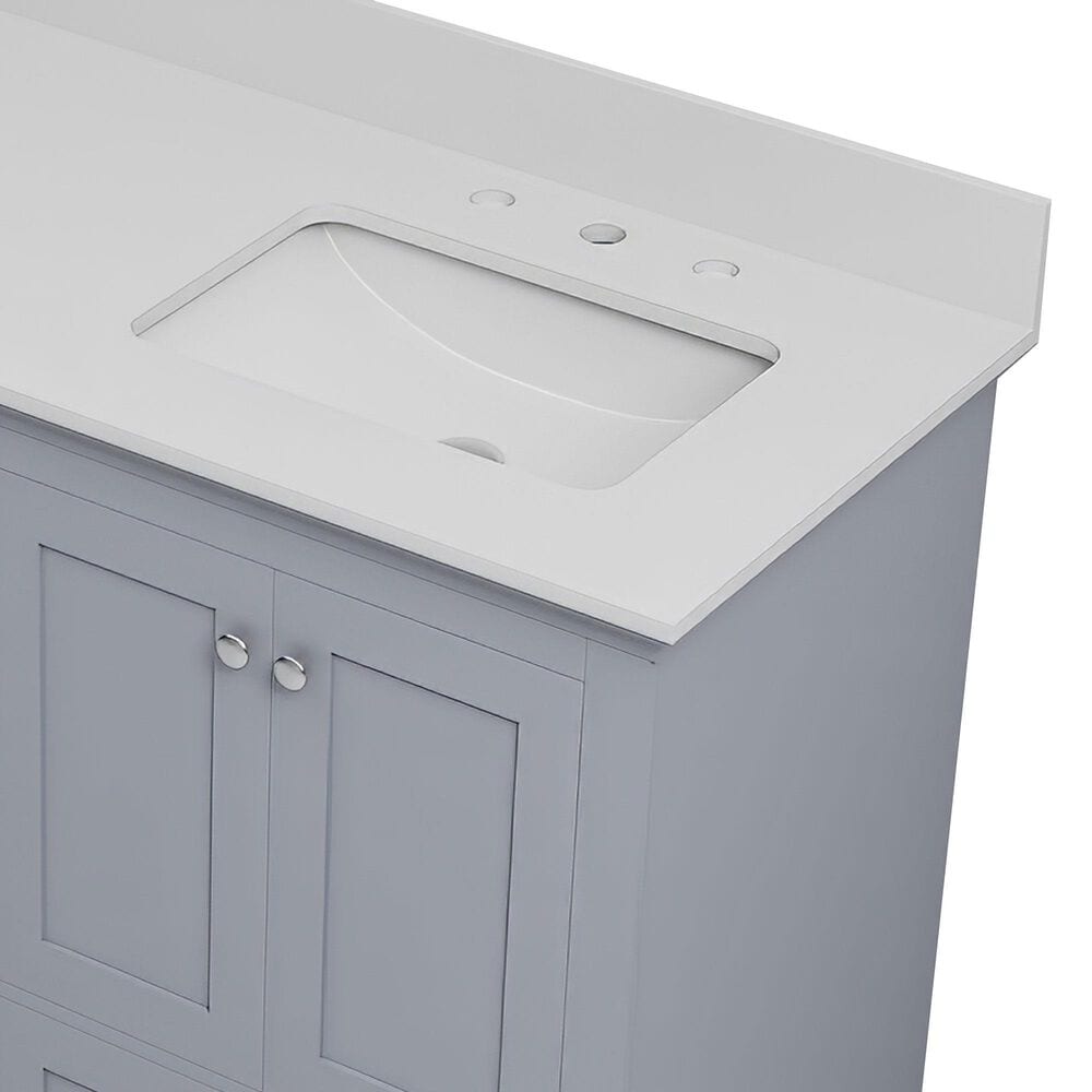 Lexora Home Dukes 60&quot; Double Bathroom Vanity in Dark Grey with White Cultured Marble Top and Rectangular Sinks, , large