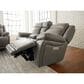 Bassett Evo Leather Recliner Console Loveseat with Power Headrest in Pewter, , large