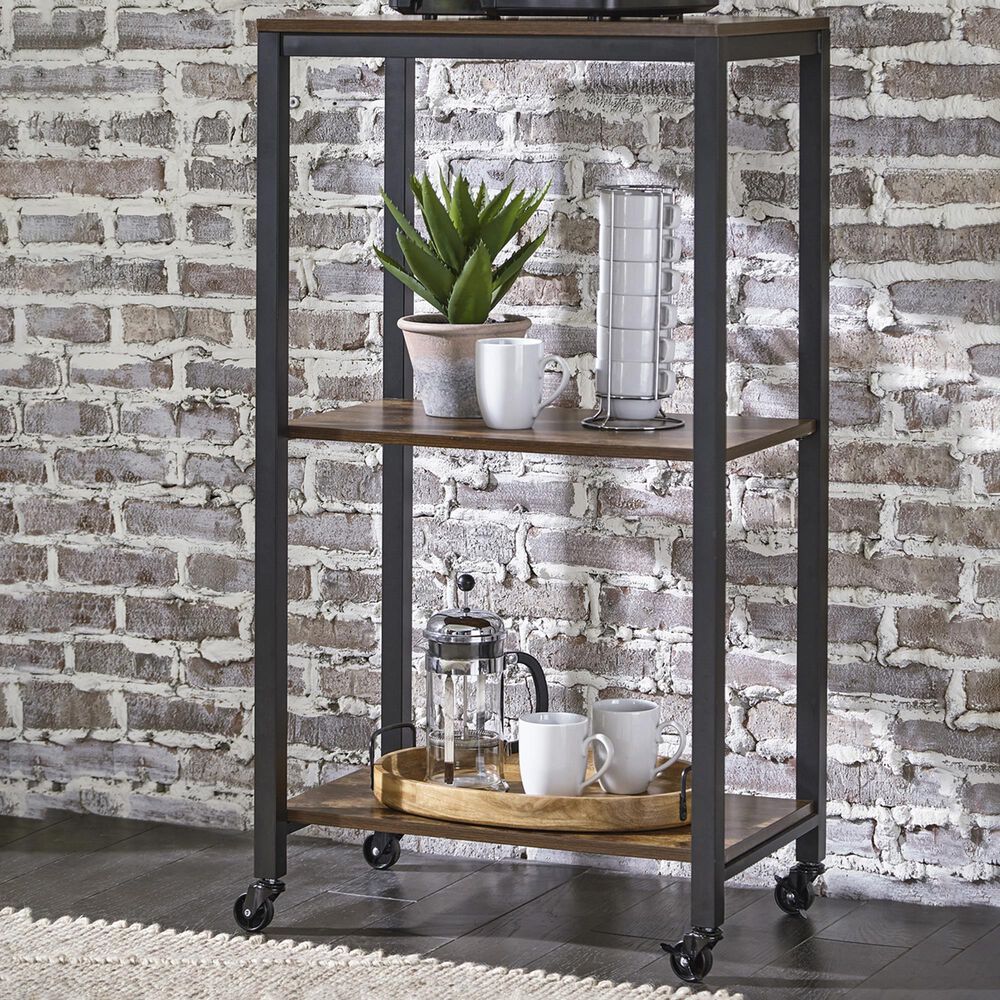 Ashley Bevinfield Bar Cart in Antiqued Brown and Black, , large