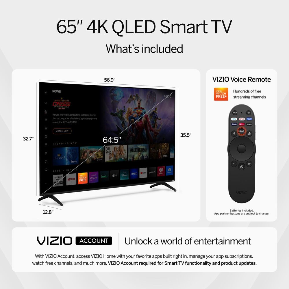 VIZIO 65&quot; Class Quantum 4K QLED HDR in Black - Smart TV, , large