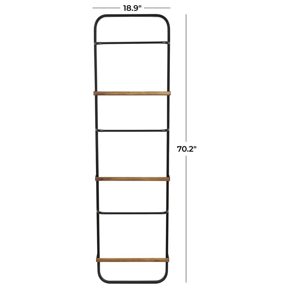 Maple and Jade 6-Rung Decorative Ladder in Matte Black and Brown, , large