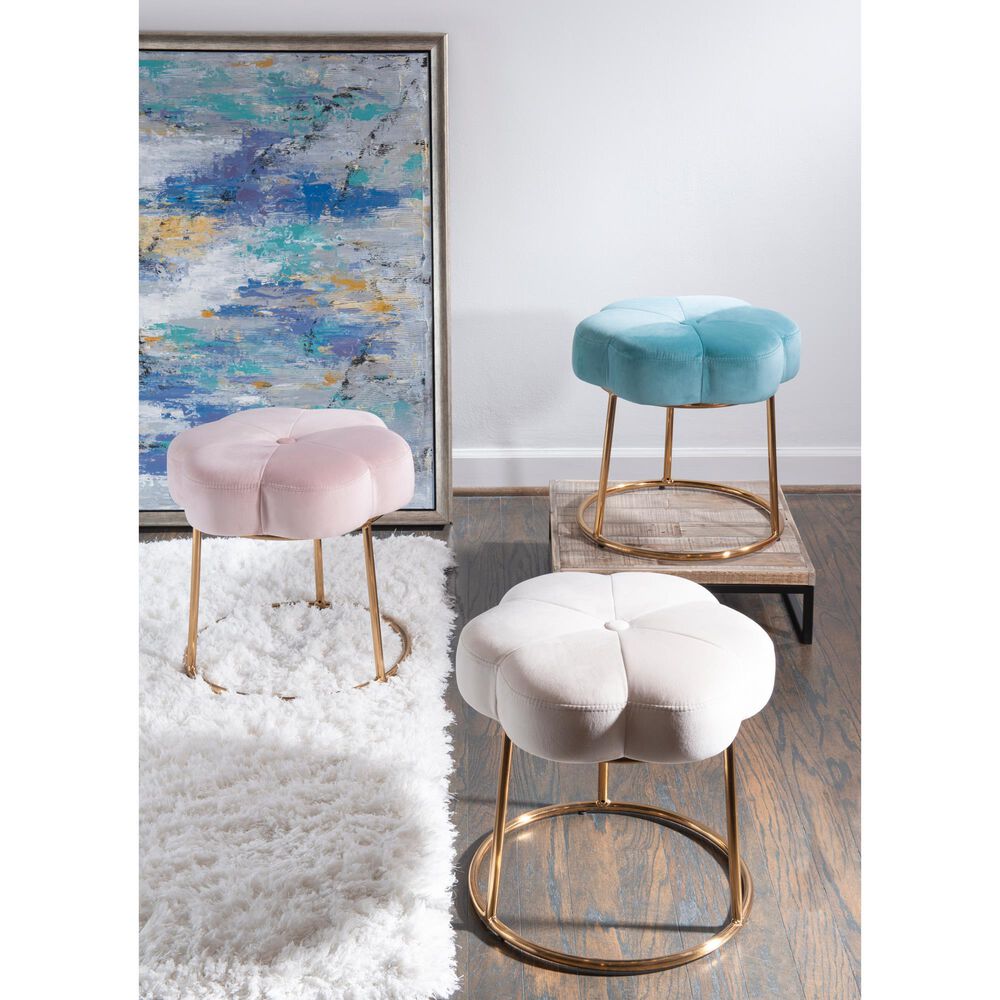 Linon Home Decor Seraphina Vanity Stool with Pink Cushion in Gold, , large