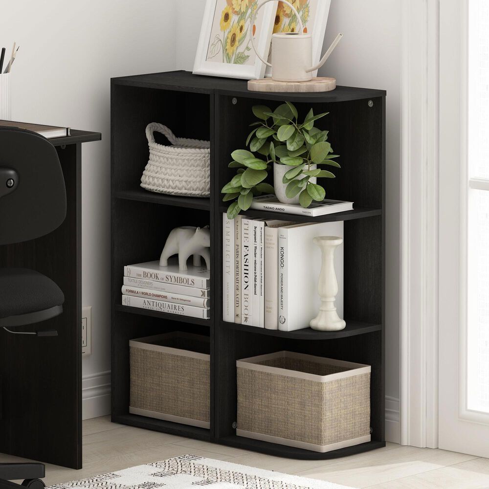 HOMLUX 3-Tier Corner Open Shelf Bookcase in Blackwood, , large