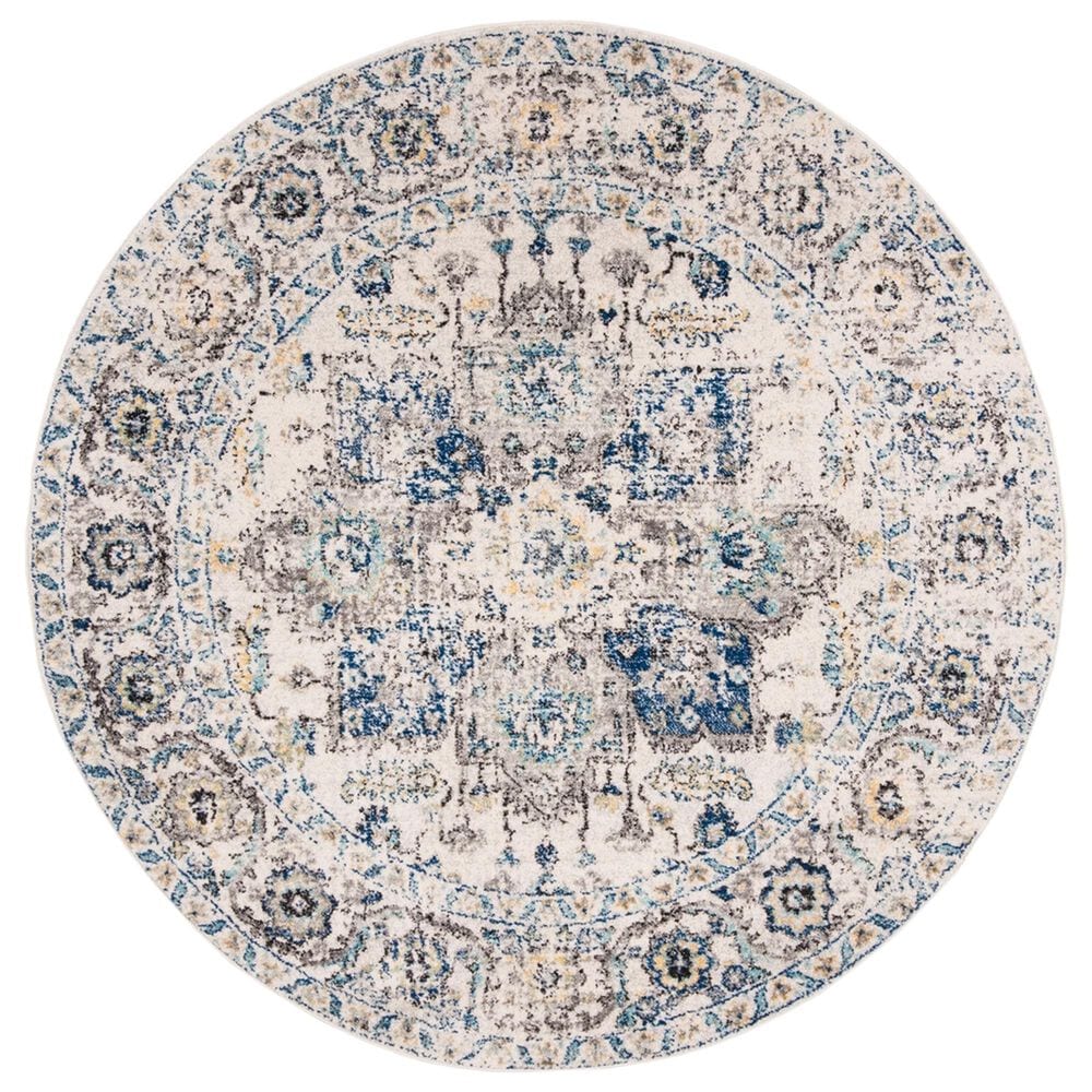 Safavieh Madison MAD603F 5" Round Grey and Ivory Area Rug, , large