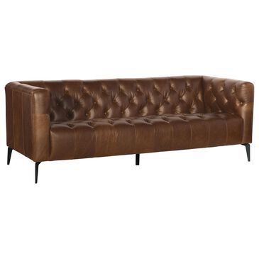 Hooker Furniture Nicolla 84" Leather Stationary Sofa in Brown, , large