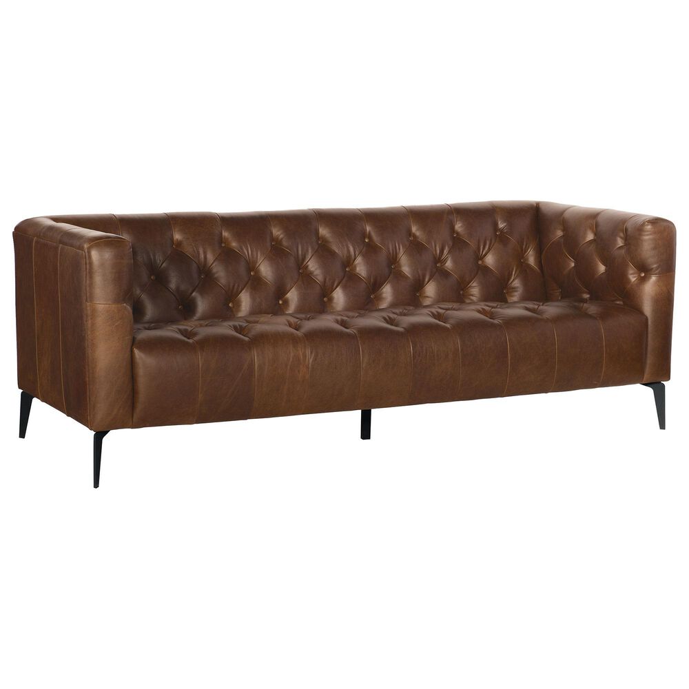 Hooker Furniture Nicolla 84" Leather Stationary Sofa in Brown, , large