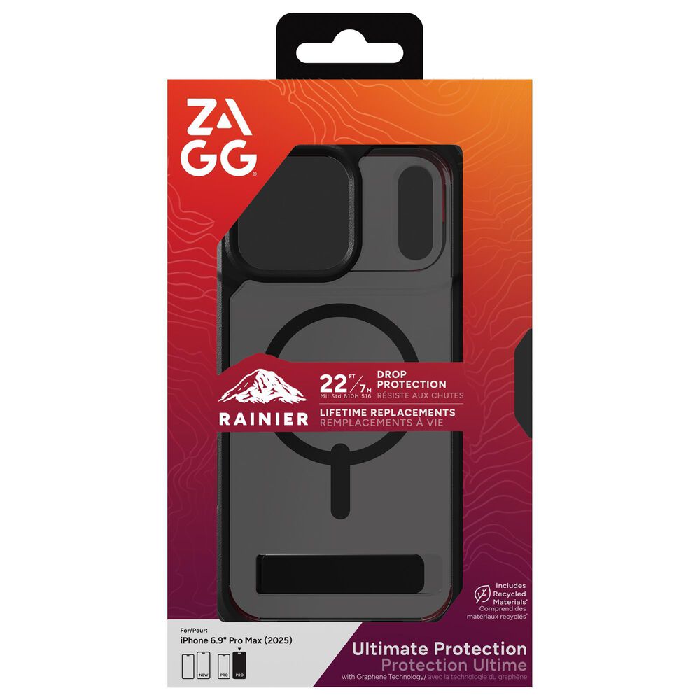 Zagg Rainier Snap MagSafe Case with Kickstand for Apple iPhone 17 Pro Max in Smoke Black, , large