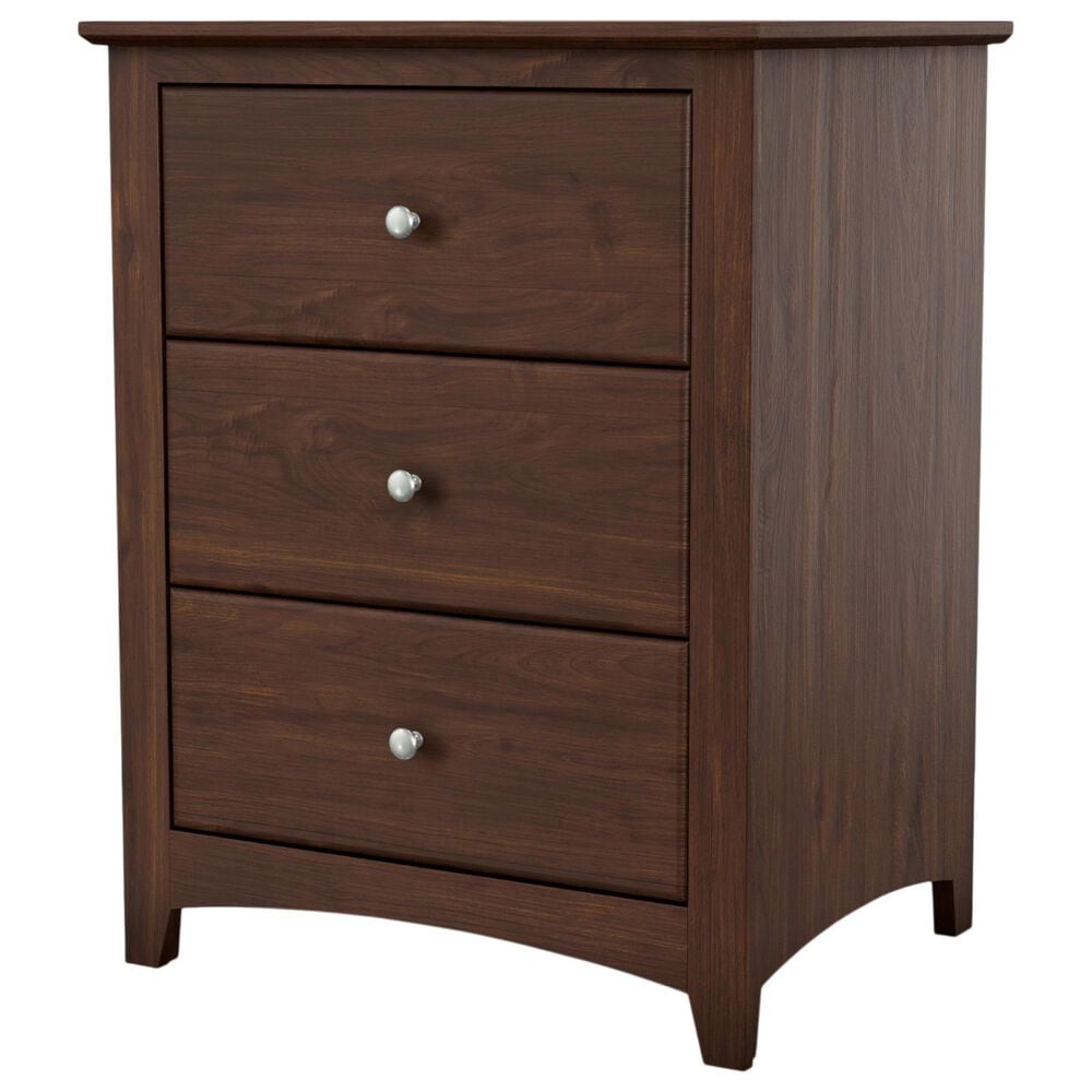 Archbold Furniture Shaker 3 Drawer Wide Nightstand in Brown Mahogany, , large