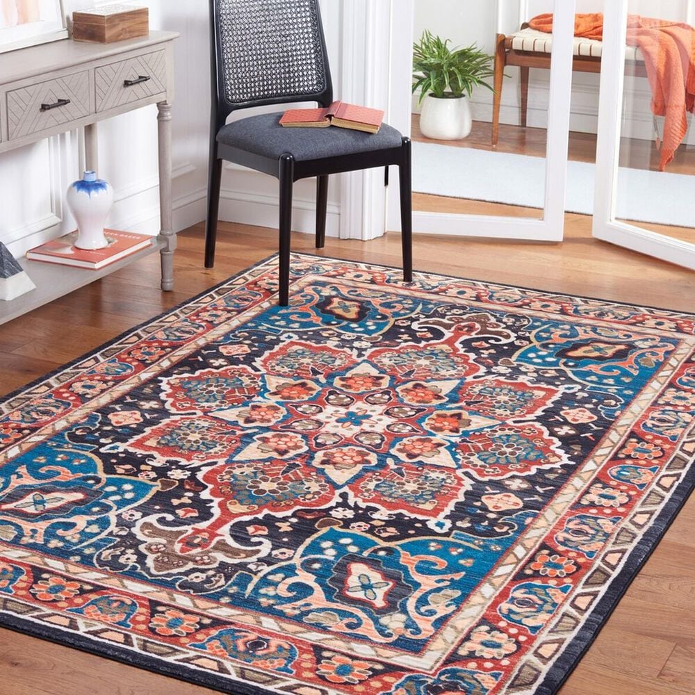 Safavieh Riviera 5&#39;5&quot; x 7&#39;7&quot; Red and Navy Area Rug, , large