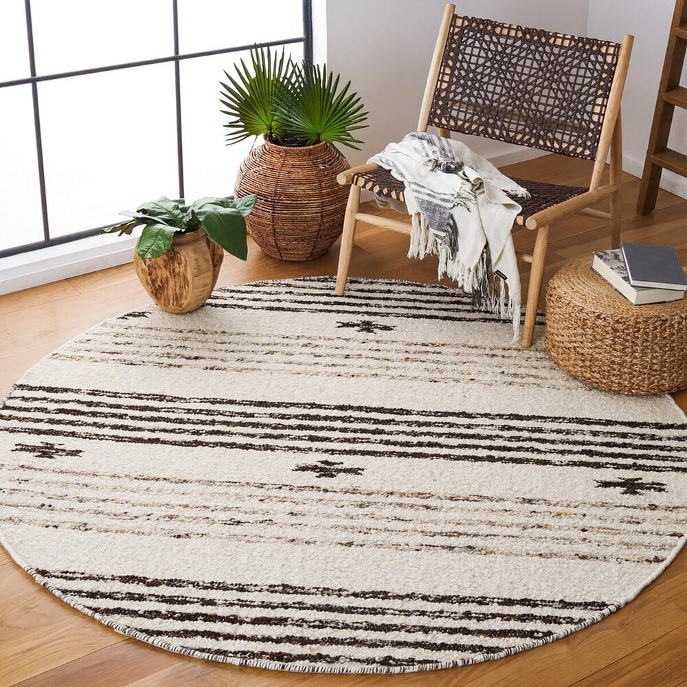 Safavieh Natura NAT325Z 6&#39; Round Black and Ivory Area Rug, , large