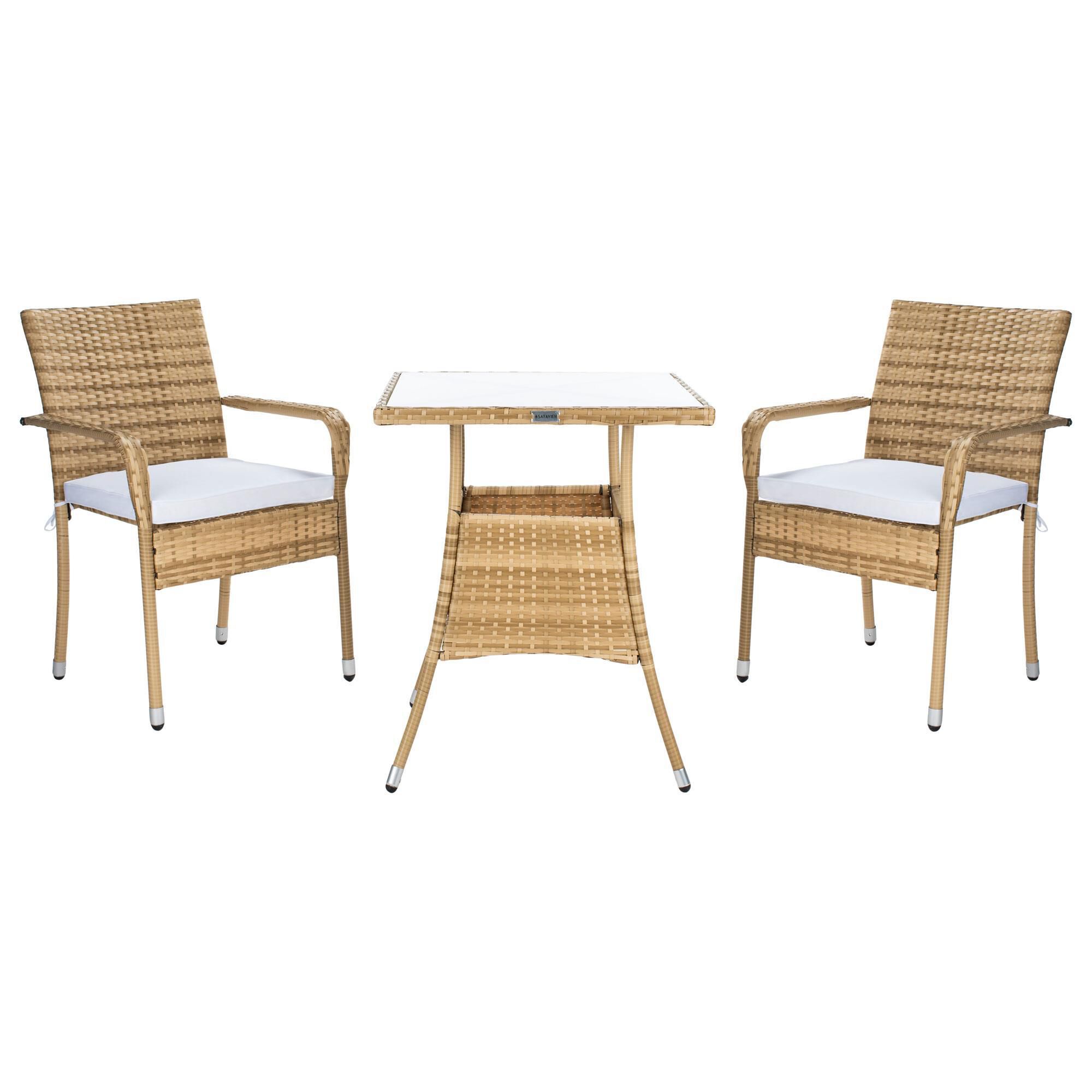 Safavieh Del 3 Piece Patio Bistro Set in Natural NFM