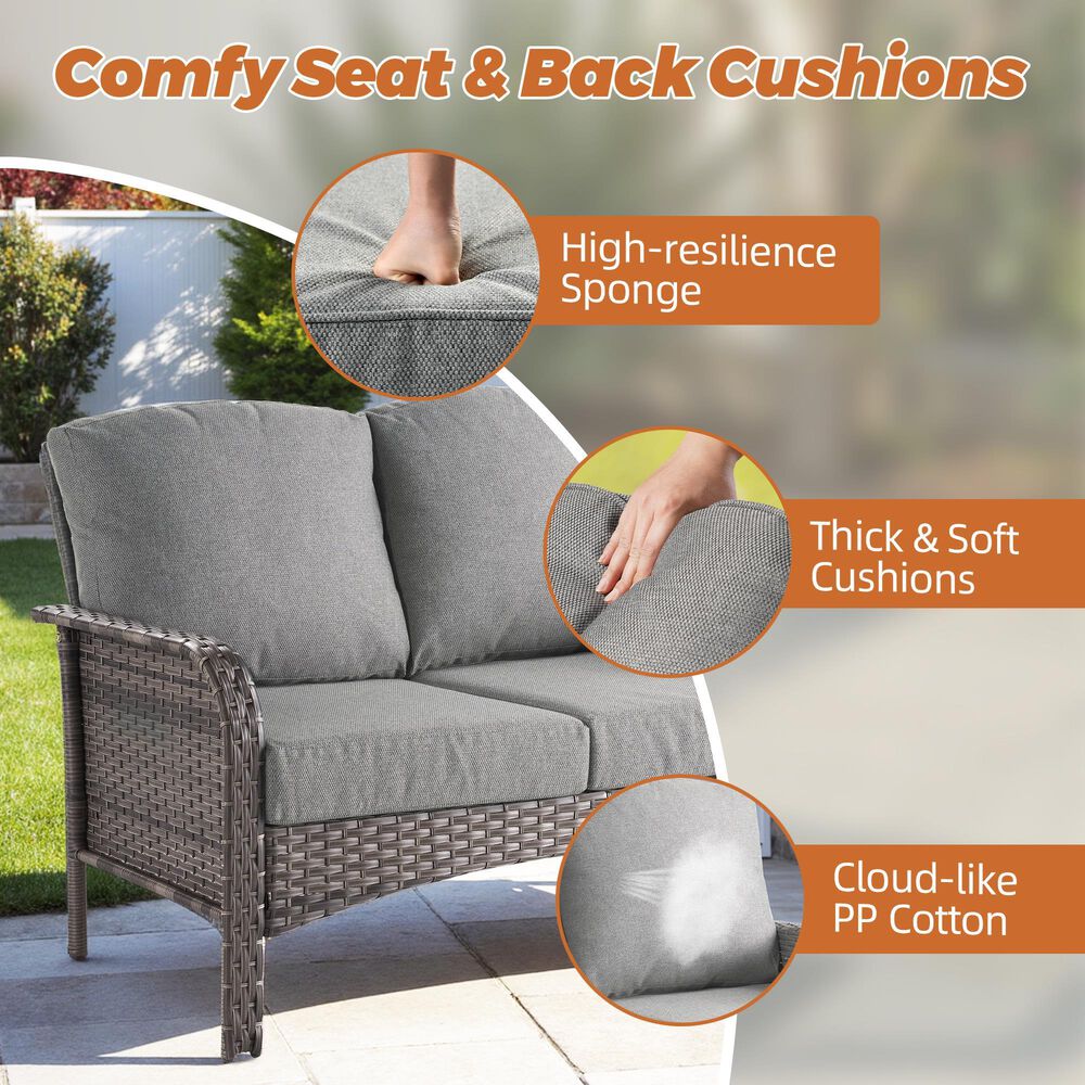 HOMLUX 7-Piece Patio Conversation Set in Dark Gray, , large