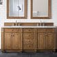 James Martin Vanities Bristol 72" Double Bathroom Vanity in Saddle Brown with 3 cm Arctic Fall Solid Surface Top and Rectangular Sinks, , large