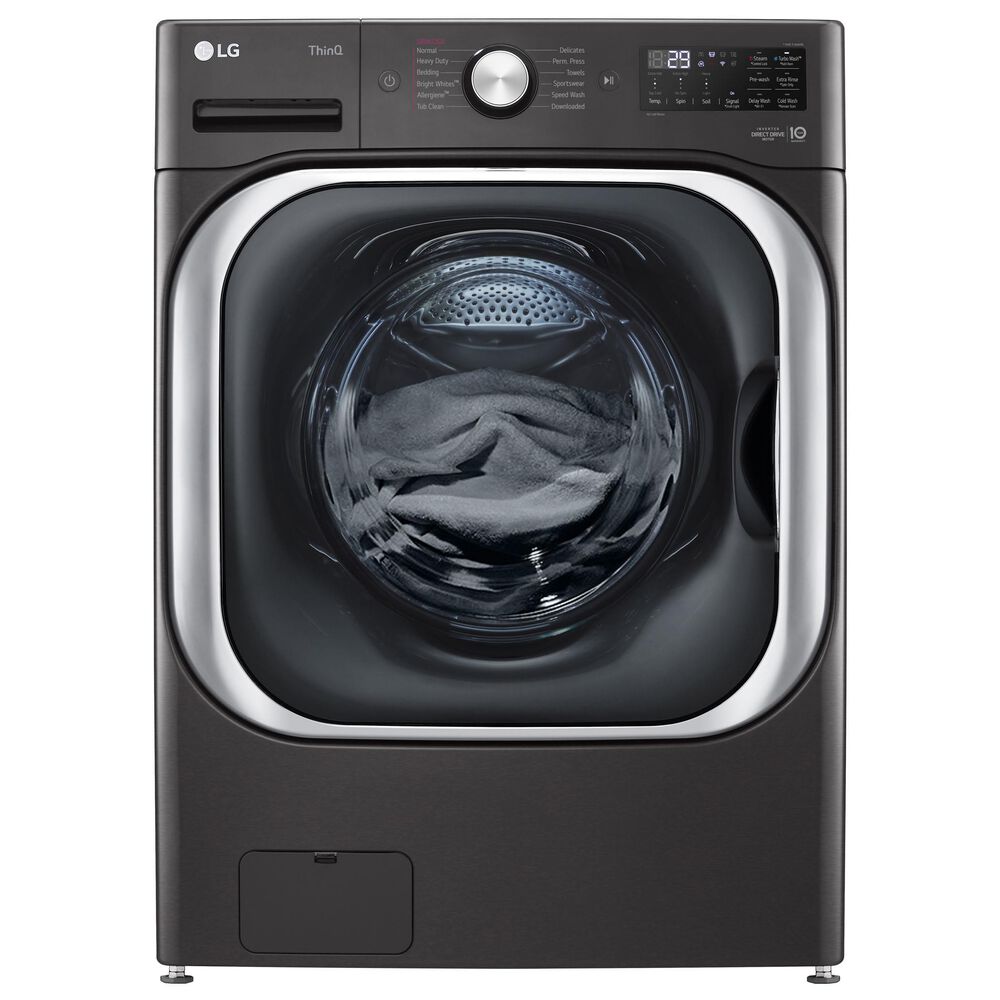 LG 5.2 Cu. Ft. Front Load Washer with Steam and TurboWash in Black Steel, , large