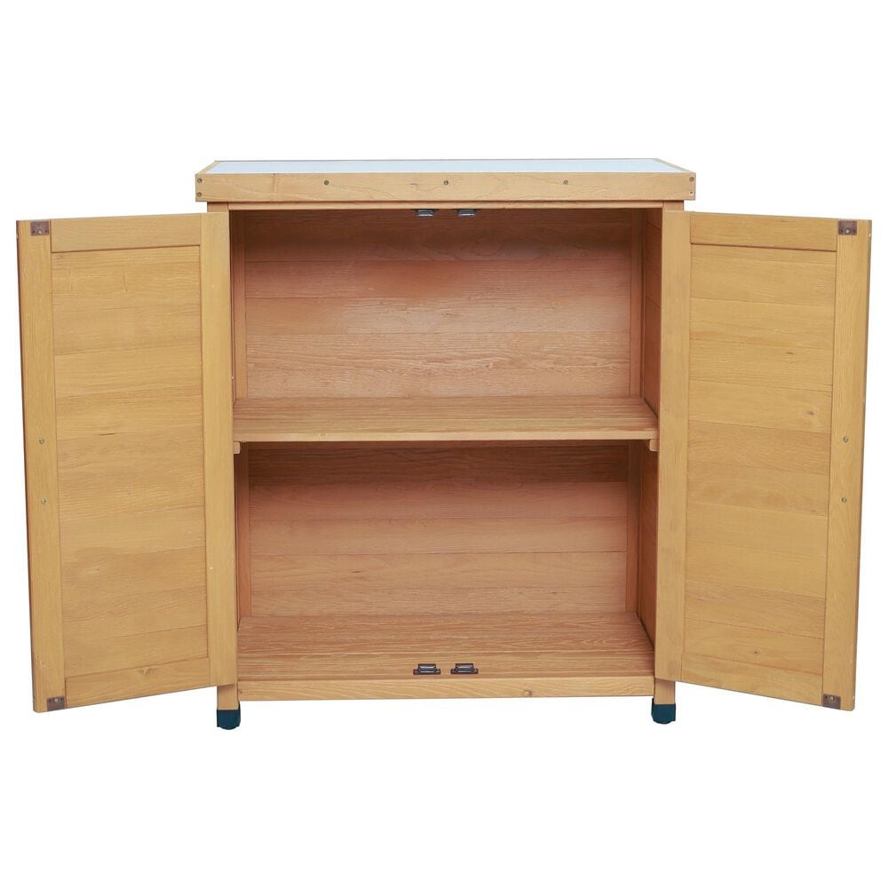 HOMLUX Potting Bench with Storage Cabinet in Brown, , large