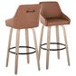 LumiSource Hannah Swivel Bar Stool with Camel Faux Leather Upholstery in Whitewashed and Black (Set of 2), , large