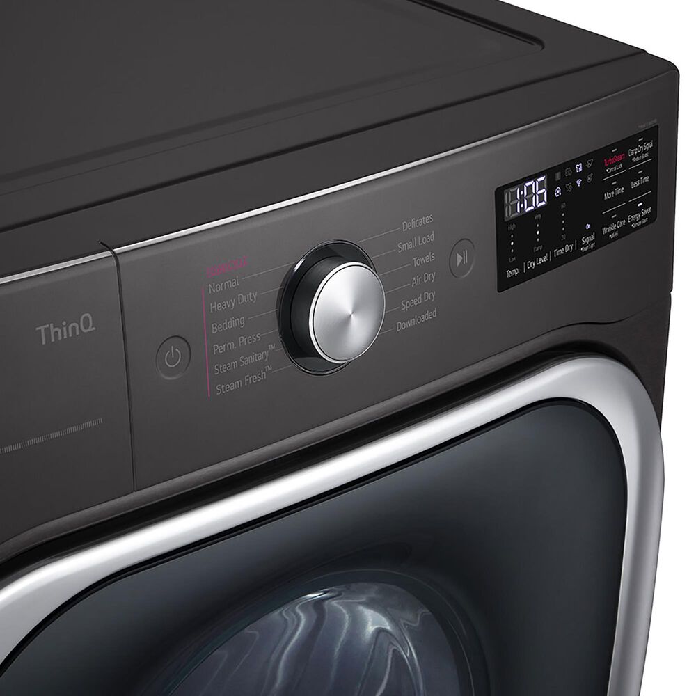 LG 9 Cu. Ft. Smart Wi-Fi Enabled Front Load Gas Dryer with TurboSteam in Black Steel, , large